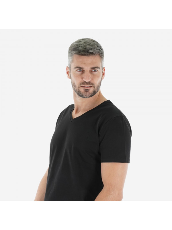 Muška majica sa V izrezom, crna