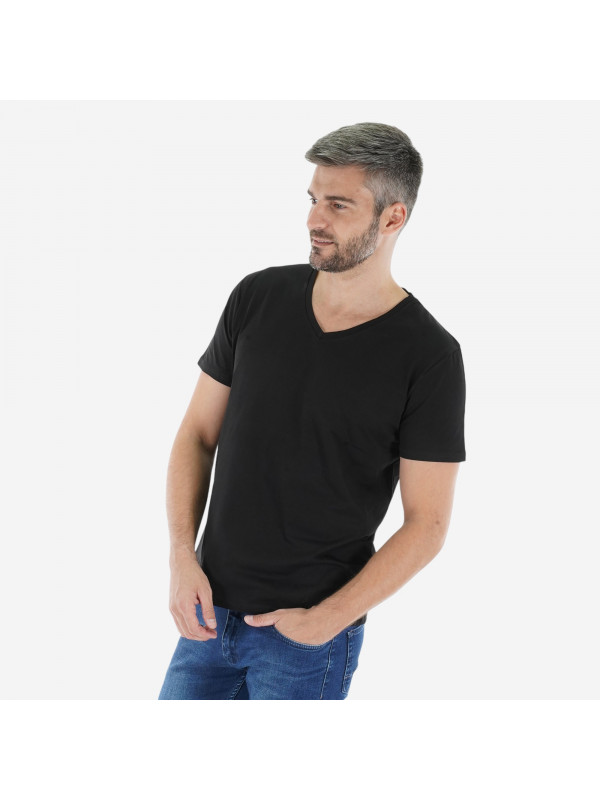 Muška majica sa V izrezom, crna